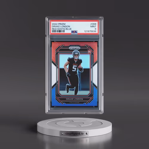 2022 Panini Prizm #308 Drake London - Red/White/Blue (PSA 9 MINT)