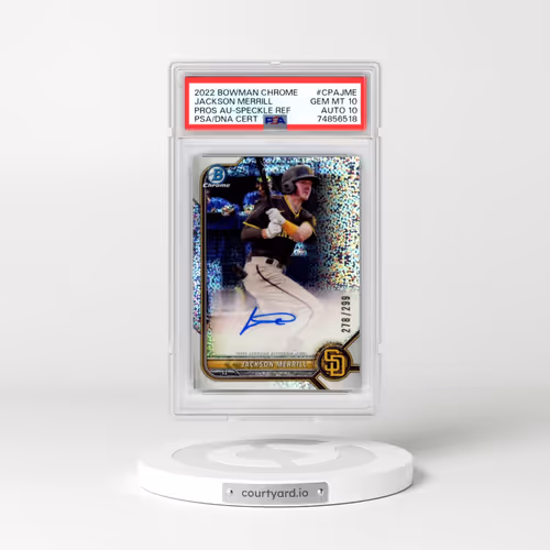 2022 Bowman Chrome Prospect Autographs #CPAJME Jackson Merrill - Speckle Refractor (PSA 10 GEM MINT)