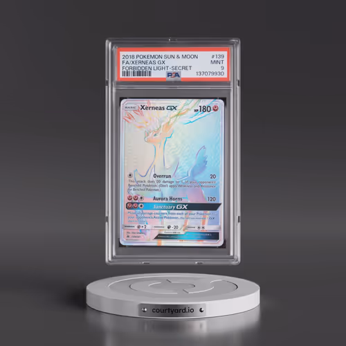 2018 Pokémon Sun & Moon Forbidden Light #139 Xerneas GX - Holo Full Art Secret (PSA 9 MINT)