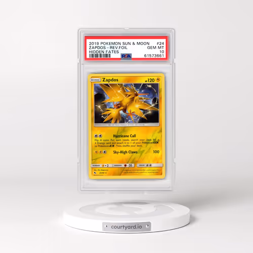 2019 Pokémon Sun & Moon Hidden Fates #24 Zapdos - Reverse Foil (PSA 10 GEM MINT)