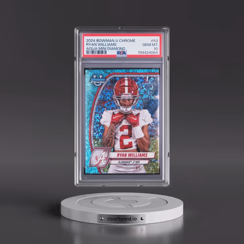 2024 Bowman University Chrome #53 Ryan Williams - Aqua Mini Diamond (PSA 10 GEM MINT)