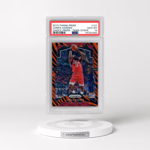 2019 Panini Prizm #107 James Harden - Choice Prizm-Tiger Stripe (PSA 10 GEM MINT)