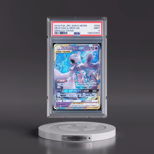 2019 Pokémon Sun & Moon Miracle Twins #029 Mewtwo & Mew GX - Holo (PSA 9 MINT)