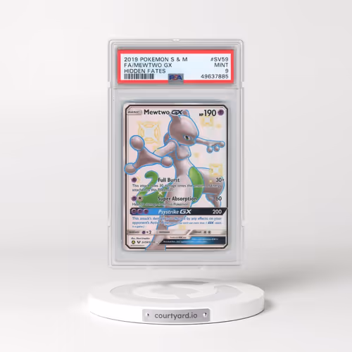 2019 Pokémon Sun & Moon Hidden Fates #SV59 Mewtwo GX - Holo Full Art (PSA 9 MINT)