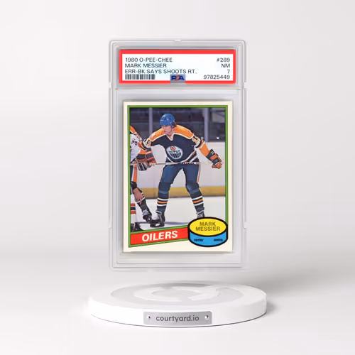 1980 O-Pee-Chee #289 Mark Messier - Error-Back Says Shoots Right (PSA 7 NM)