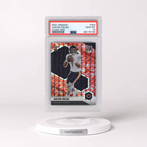 2021 Panini Mosaic #304 Justin Fields - Camo Red (PSA 10 GEM MINT)