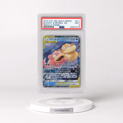 2019 Pokémon Sun & Moon Miracle Twins #011 Slowpoke & Psyduck GX - Holo (PSA 9 MINT)