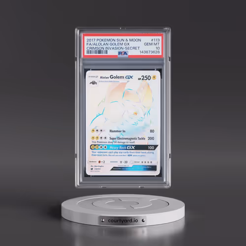 2017 Pokémon Sun & Moon Crimson Invasion #113 Alolan Golem GX - Holo Full Art Secret (PSA 10 GEM MIN