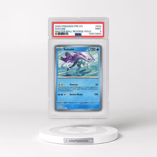 2025 Pokémon Pre EN-Prismatic Evolutions #024 Suicune - Reverse Holo Master Ball (PSA 9 MINT)
