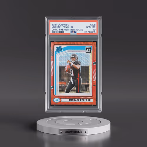 2024 Panini Donruss #308 Michael Penix Jr. - Optic Preview-Red Wave (PSA 10 GEM MINT)