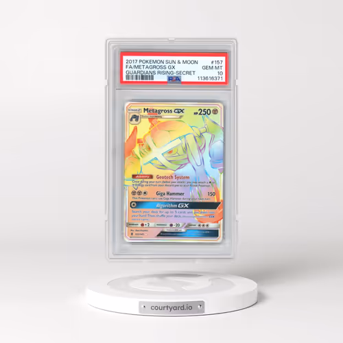 2017 Pokémon Sun & Moon Guardians Rising #157 Metagross GX - Holo Full Art Secret (PSA 10 GEM MINT)