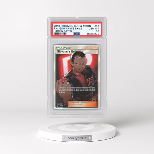 2019 Pokémon Sun & Moon Hidden Fates #67 Giovanni's Exile - Full Art (PSA 10 GEM MINT)