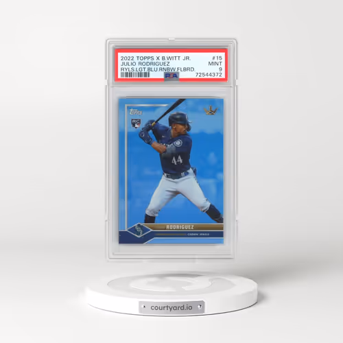 2022 Topps X Bobby Witt Jr. Crown Collection #15 Julio Rodriguez - Royals Light Blue Rainbow Foilboard (PSA 9 MINT)