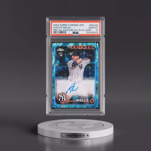 2024 Topps Chrome Update Chrome Rookie Autographs #RAAW Austin Wells - Aqua/Blue Lava Lamp (PSA 10 G