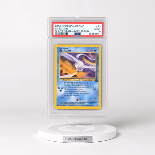 2000 Pokémon Promo Black Star #22 Articuno - Toshinao Aoki Error (PSA 9 MINT)