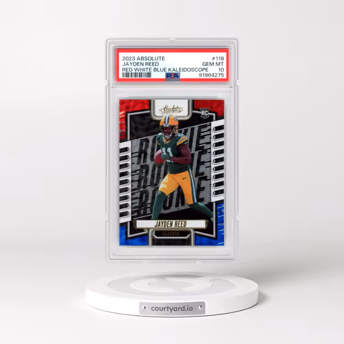 2023 Panini Absolute #118 Jayden Reed - Red White Blue Kaleidoscope (PSA 10 GEM MINT)