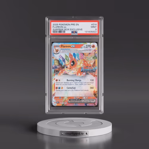 2025 Pokémon Pre EN-Prismatic Evolutions #014 Flareon EX - Holo Surprise Box Exclusive (PSA 9 MINT)