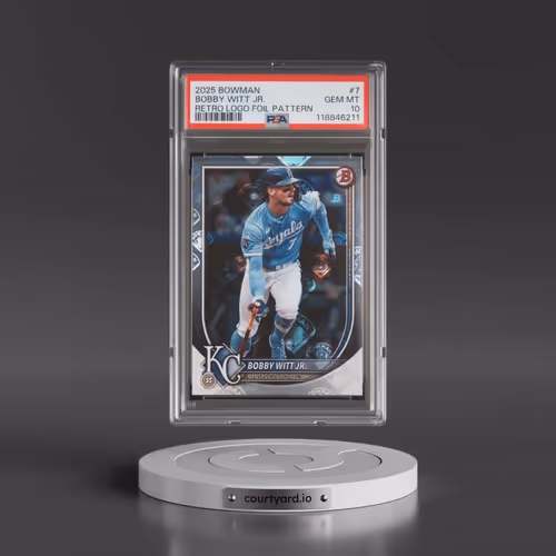 2025 Bowman #7 Bobby Witt Jr. - Retro Logo Foil Pattern (PSA 10 GEM MINT)