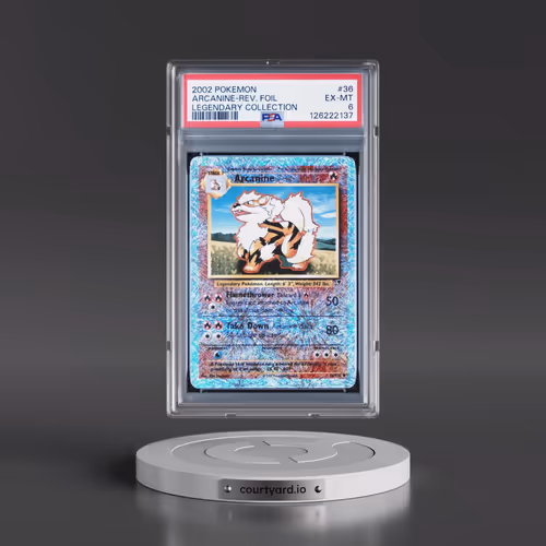 2002 Pokémon Legendary Collection #36 Arcanine - Reverse Foil (PSA 6 EX-MT)