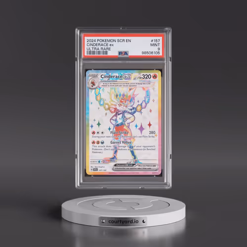 2024 Pokémon Scr EN-Stellar Crown #157 Cinderace EX - Holo Ultra Rare (PSA 9 MINT)