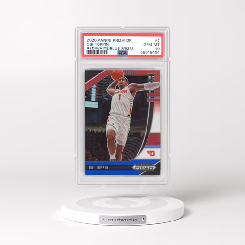 2020 Panini Prizm Draft Picks #7 Obi Toppin - Red/White/Blue Prizm (PSA 10 GEM MINT)