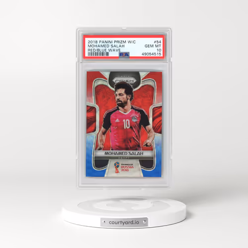 2018 Panini Prizm World Cup #54 Mohamed Salah - Red/Blue Wave (PSA 10 GEM MINT)