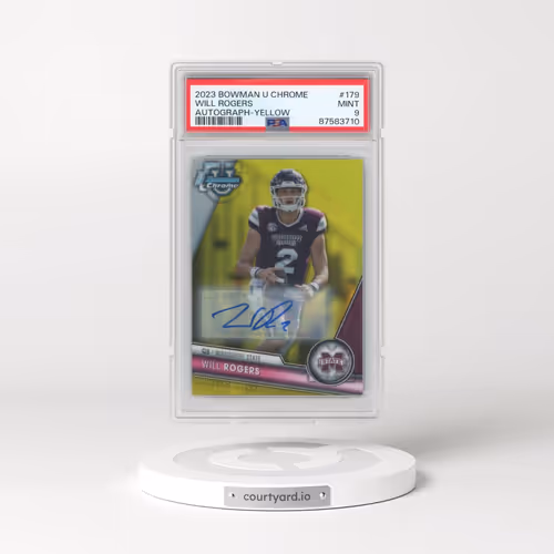 2023 Bowman University Chrome #179 Will Rogers - Autograph-Yellow Refractor (PSA 9 MINT)