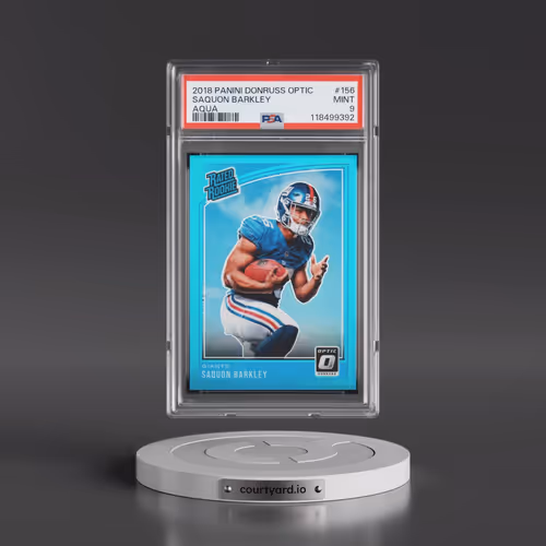 2018 Panini Donruss Optic #156 Saquon Barkley - Aqua (PSA 9 MINT)