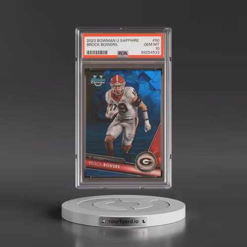 2023 Bowman University Chrome Sapphire #50 Brock Bowers (PSA 10 GEM MINT)