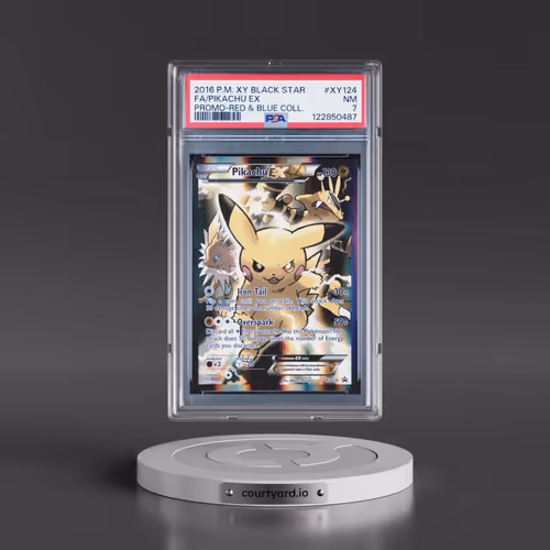 2016 Pokémon XY Black Star Promo #XY124 Pikachu EX - Holo Full Art Red & Blue Collection (PSA 7 NM)