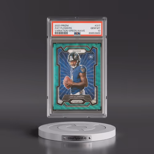 2023 Panini Prizm #317 Zay Flowers - Variation-Green Wave (PSA 10 GEM MINT)