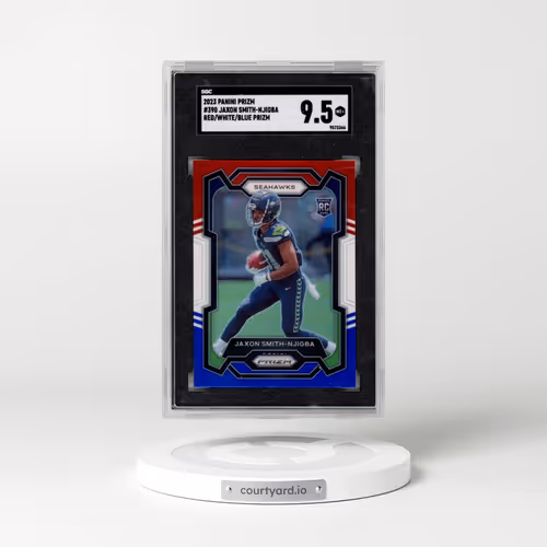 2023 Panini Prizm #390 Jaxon Smith-Njigba - Red/White/Blue Prizm (SGC 9.5 MINT+)