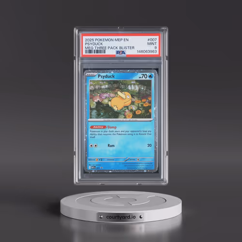 2025 Pokémon Mep EN-Me Black Star Promo #007 Psyduck - Mega Evolution Three Pack Blister (PSA 9 MINT