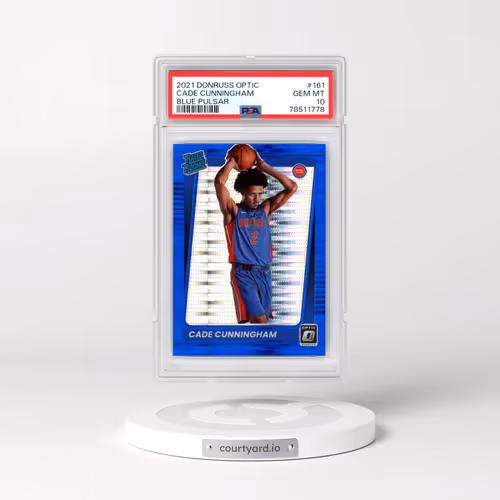 2021 Panini Donruss Optic #161 Cade Cunningham - Blue Pulsar (PSA 10 GEM MINT)