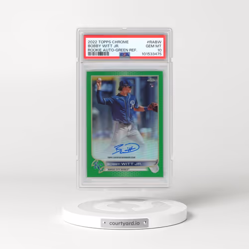 2022 Topps Chrome Rookie Autographs #RABW Bobby Witt Jr. - Green Refractor (PSA 10 GEM MINT)