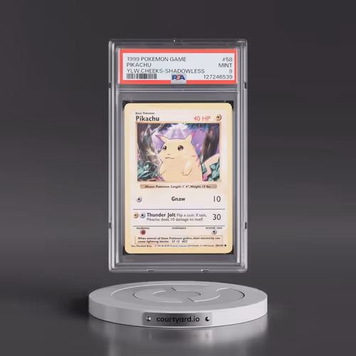 1999 Pokémon Game #58 Pikachu - Shadowless Yellow Cheeks (PSA 9 MINT)