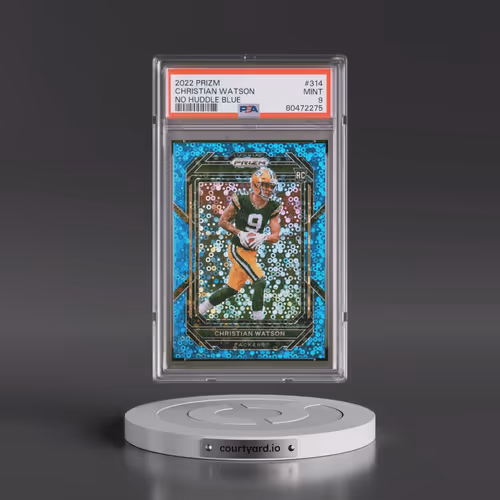2022 Panini Prizm #314 Christian Watson - No Huddle Blue (PSA 9 MINT)