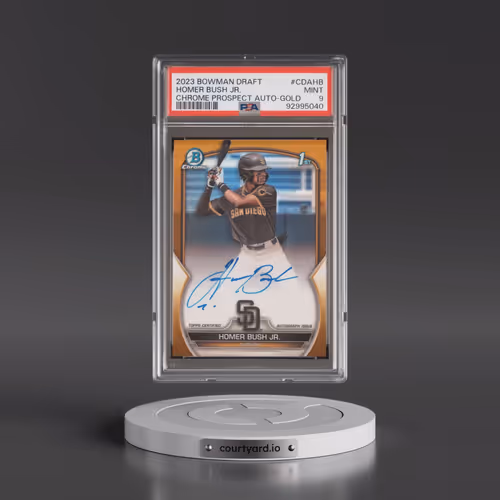2023 Bowman Draft Chrome Prospect Autograph #CDAHB Homer Bush Jr. - Gold Refractor (PSA 9 MINT)
