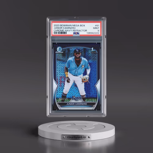 2023 Bowman Mega Box Chrome #61 Junior Caminero - Navy Refractor (PSA 9 MINT)
