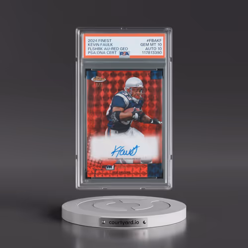 2024 Topps Finest Flashback Autographs #FBAKF Kevin Faulk - Red Geometric (PSA 10 GEM MINT)