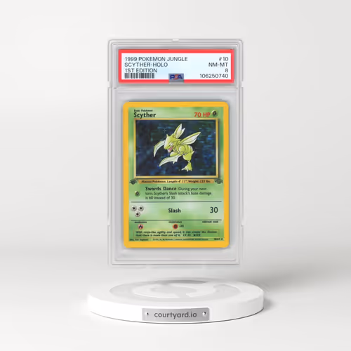 1999 Pokémon Jungle #10 Scyther - 1st Edition Holo (PSA 8 NM-MT)