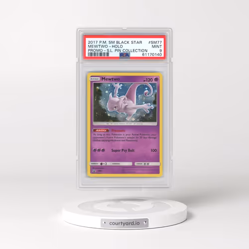 2017 Pokémon SM Black Star Promo #SM77 Mewtwo - Holo Shining Legends Pin Collection (PSA 9 MINT)