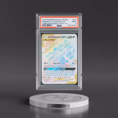 2019 Pokémon Sun & Moon Unbroken Bonds #222 Greninja & Zoroark GX - Holo Full Art Secret (PSA 9 MINT