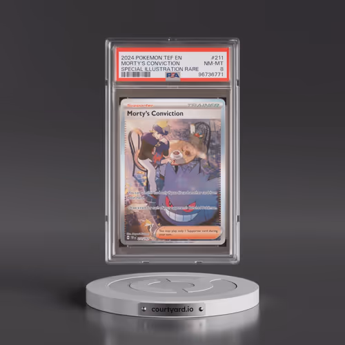 2024 Pokémon Tef EN-Temporal Forces #211 Morty's Conviction - Special Illustration Rare (PSA 8 NM-MT