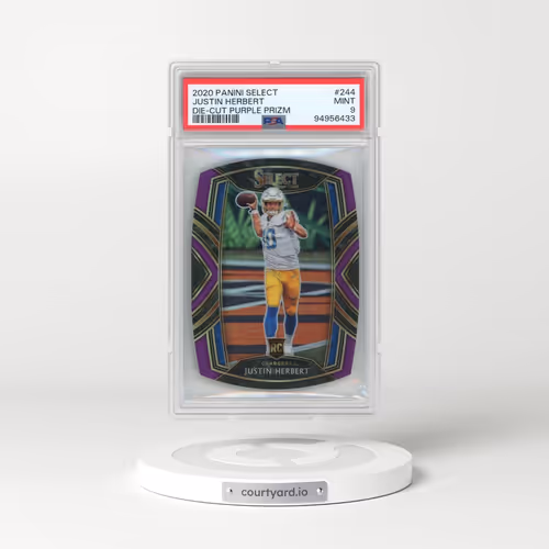 2020 Panini Select #244 Justin Herbert - Die-Cut Purple Prizm (PSA 9 MINT)