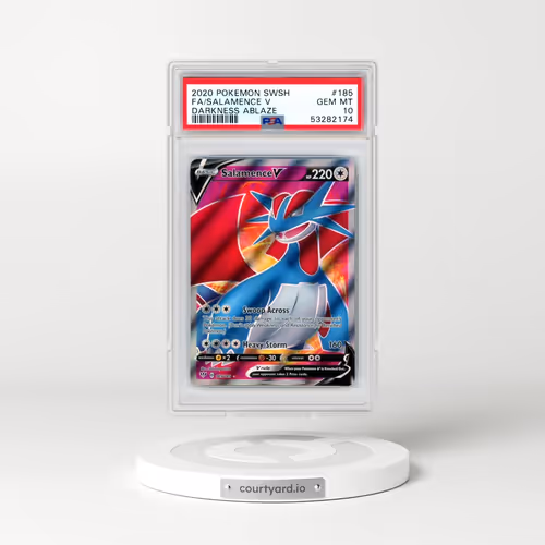 2020 Pokémon Sword & Shield Darkness Ablaze #185 Salamence V - Holo Full Art (PSA 10 GEM MINT)