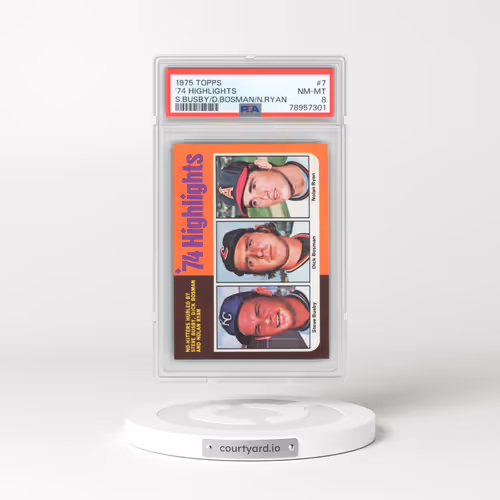 1975 Topps #7 '74 Highlights - Steve Busby/Dick Bosman/Nolan Ryan (PSA 8 NM-MT)