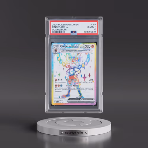 2024 Pokémon Scr EN-Stellar Crown #157 Cinderace EX - Holo Ultra Rare (PSA 10 GEM MINT)