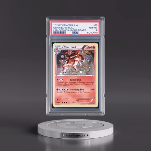 2013 Pokémon Black & White Legendary Treasures #19 Charizard - Holo Cosmos-Mega Charizard (PSA 8 NM-