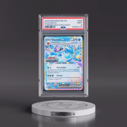 2025 Pokémon Pre EN-Prismatic Evolutions #026 Glaceon EX - Holo Surprise Box Exclusive (PSA 9 MINT)
